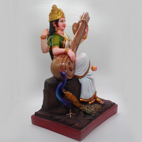 Saraswati Murti Fiber Statue for Puja for Home Decor Living Room Office Bedroom Decoration Dining Room